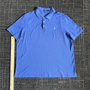 Polo Ralph Lauren Men's X Large Navy Blue Stretch Mesh Cotton Short Sleeve Polo